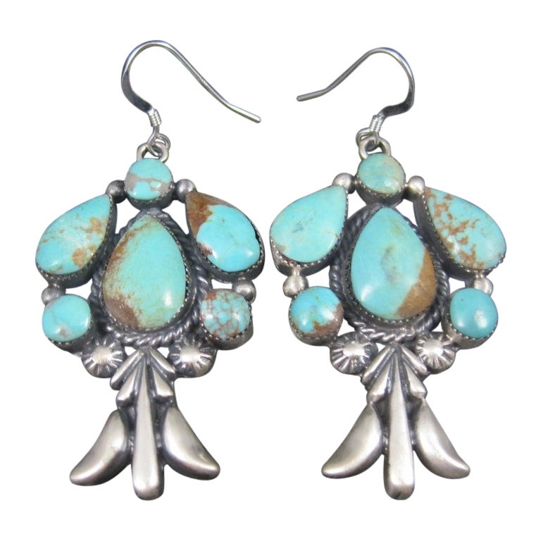 Turquoise Sterling Silver Native American Earrings at 1stDibs