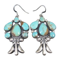 Grandes boucles d'oreilles en turquoise amérindienne