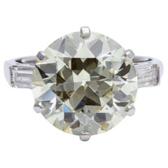 Art Deco French GIA 5.79 Carat Old European Cut Diamond Platinum Ring