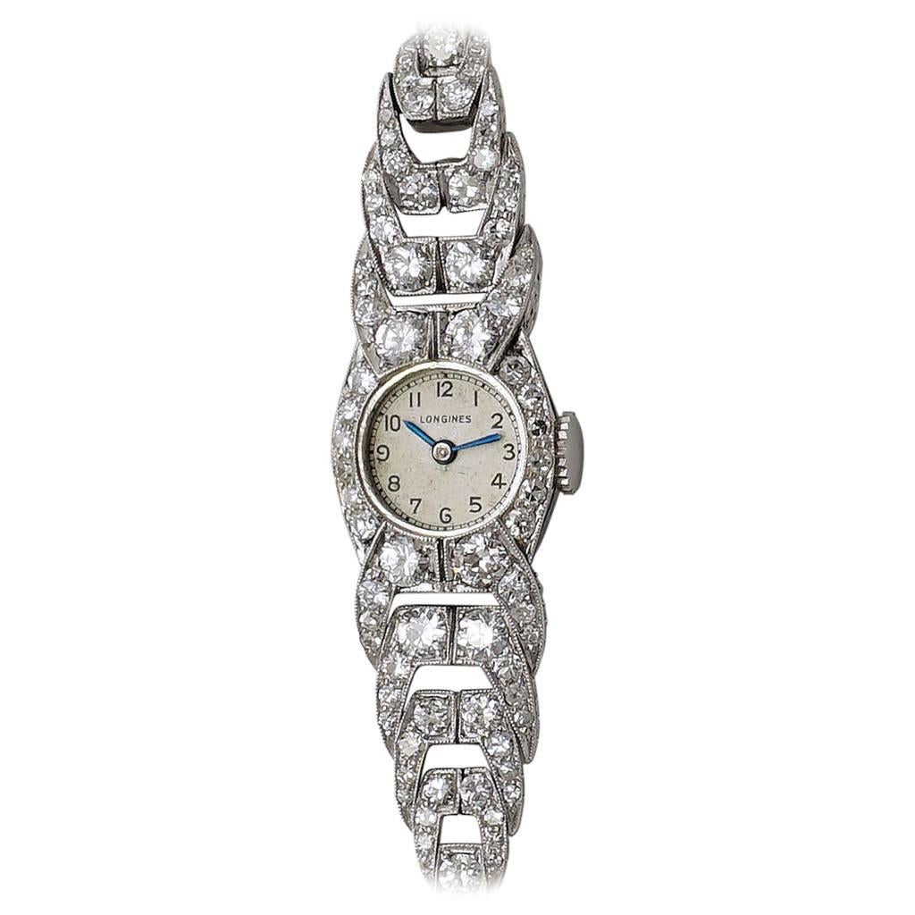 Longines Ladies Platinum Diamond Wristwatch