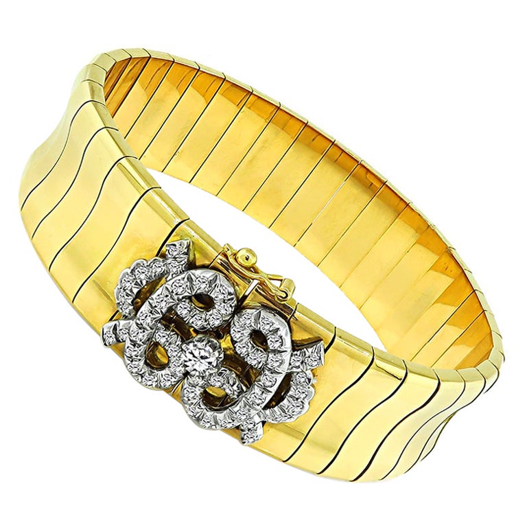 1.50 Carat Diamond Gold Bracelet For Sale