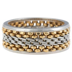 Platinum 18k Gold Two Tone Designer Basket Weave Ring Very Special Large Sz 13