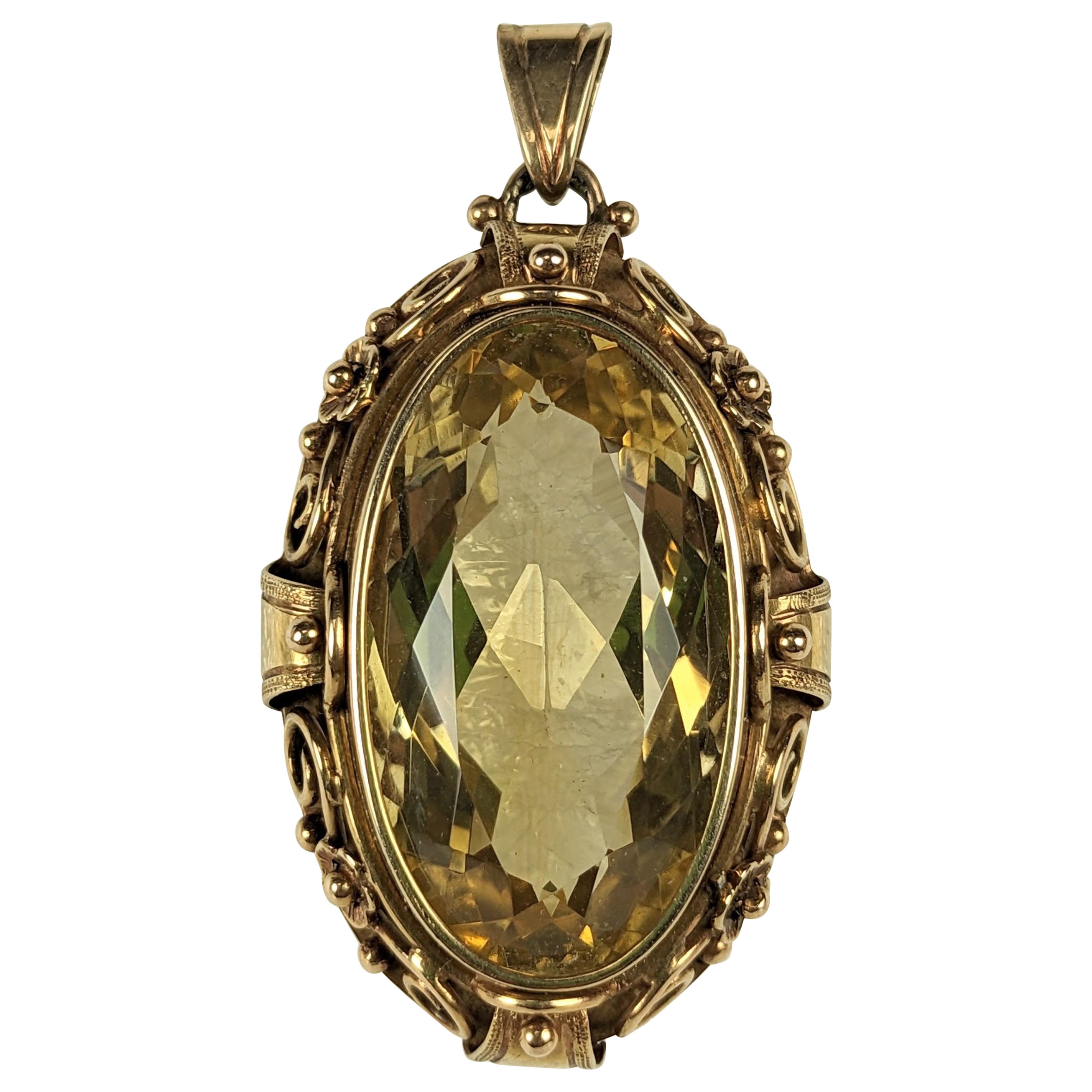 Arts and Crafts Citrine Pendant For Sale
