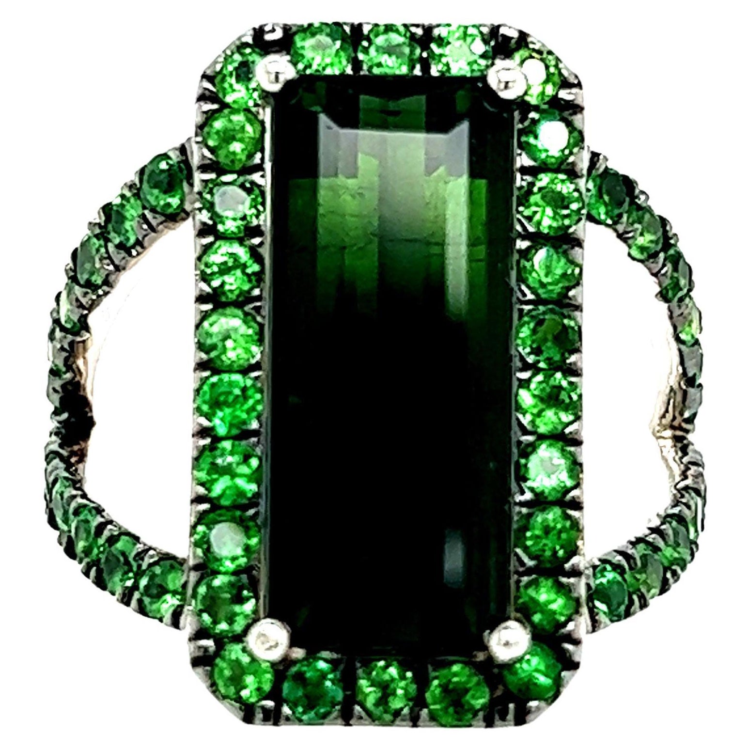 Natural Tourmaline Tsavorite Ring 7 14k Gold 6.77 TCW Certified