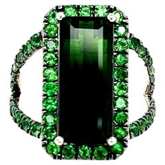 Natural Tourmaline Tsavorite Ring 7 14k Gold 6.77 TCW Certified
