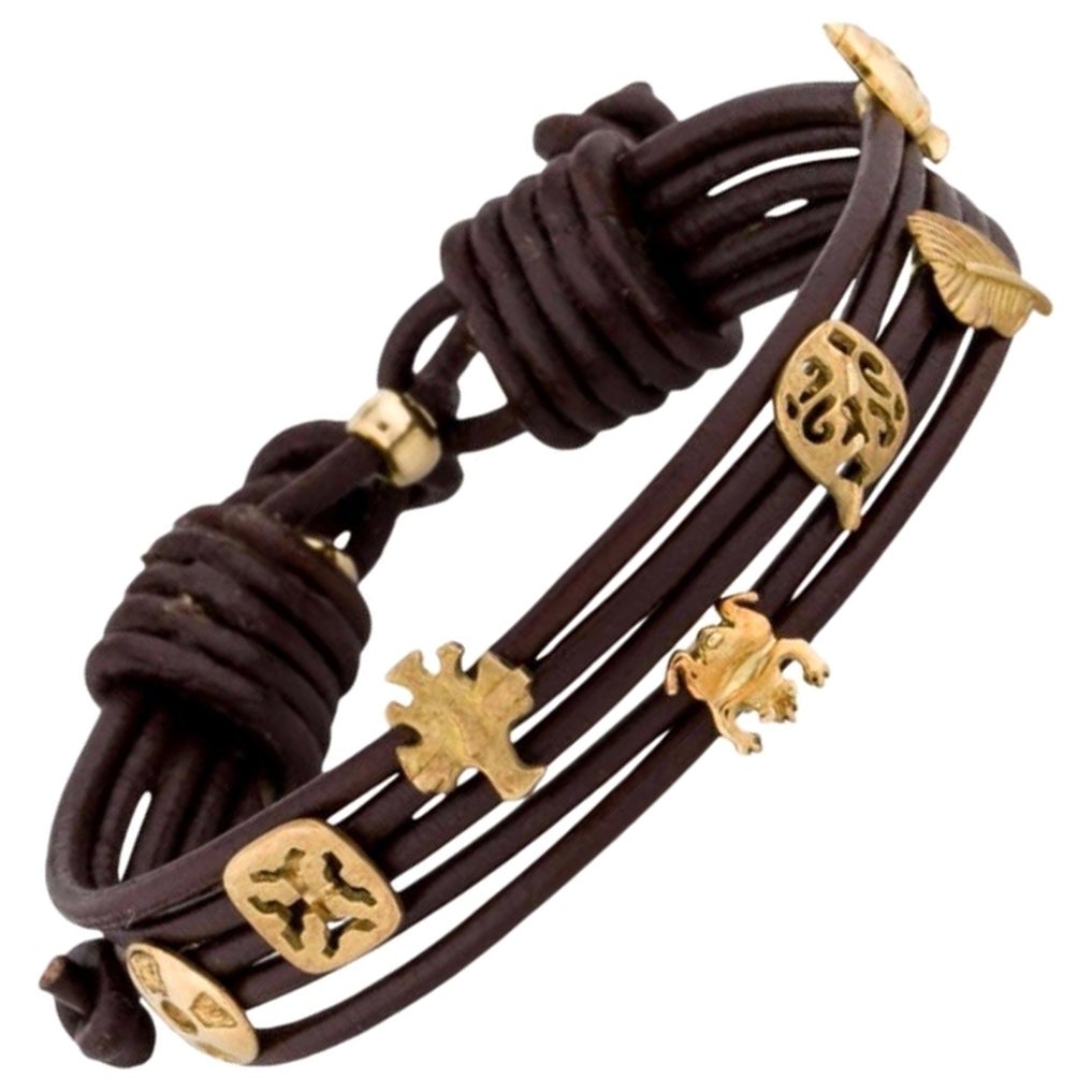 H. Stern 18k Gold Leather Wrap Bracelet Purangaw Collection