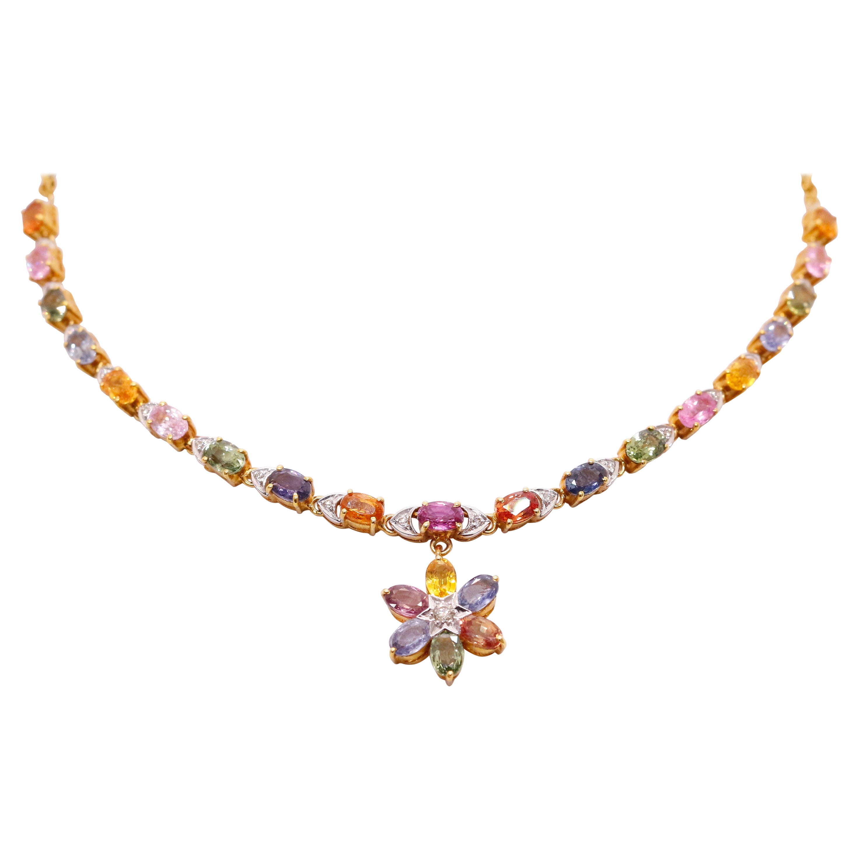 Multi-Sapphire Necklace For Sale