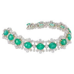 Natural Zambian Emerald Bracelet with Diamond and 18k Gold