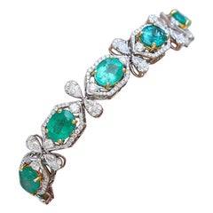 Natural Zambian Emerald Bracelet with Diamond and 18k Gold