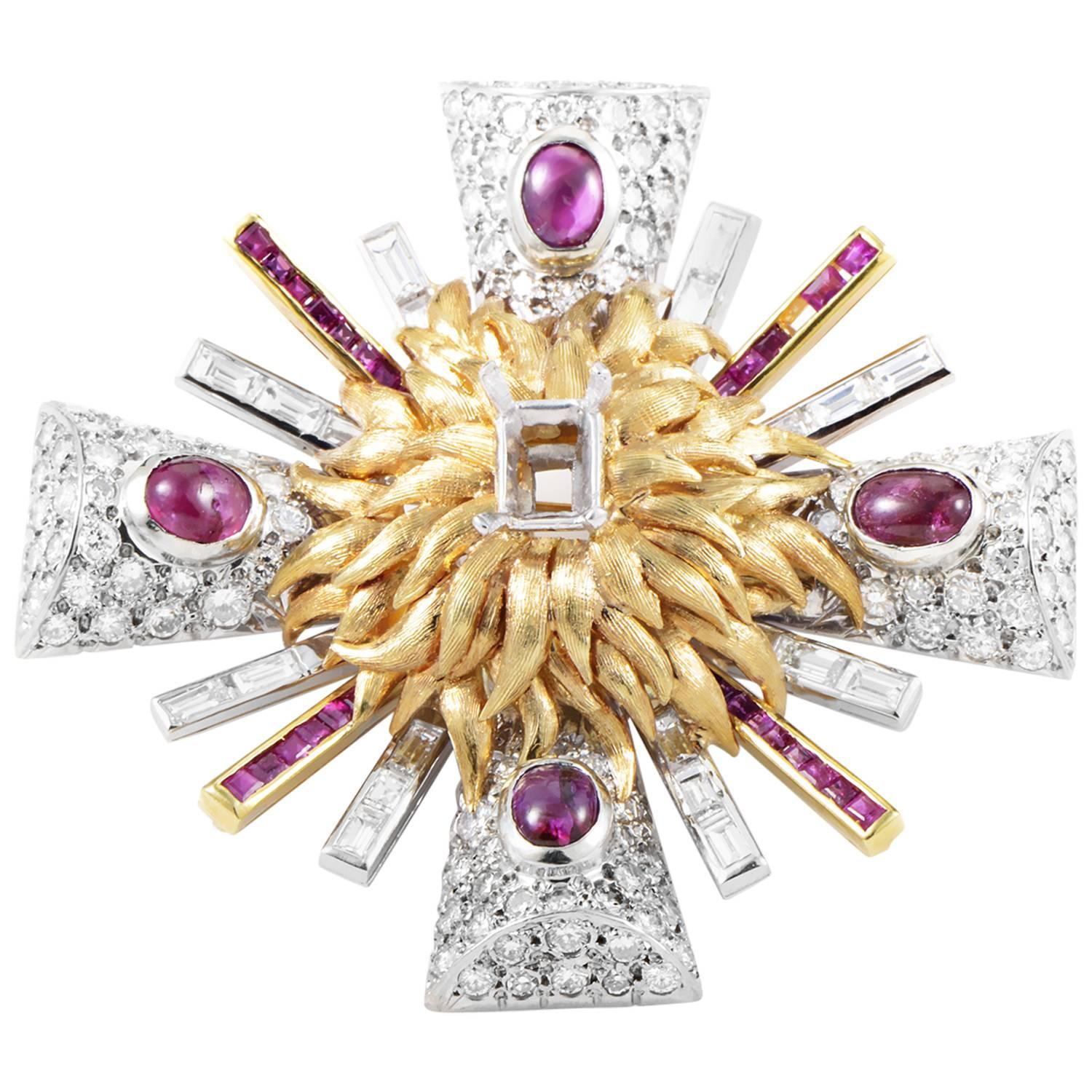 Erwin Pearl Precious Gemstone Gold Platinum Mounting Brooch