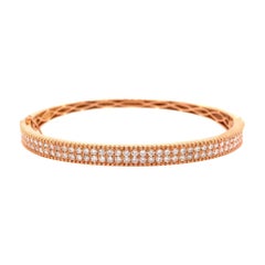 Double Row Rose Gold and Diamond Bangle Bracelet