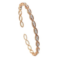 Rose Gold and Diamond Rope Bangle Bracelet