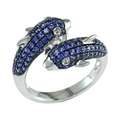 Sapphire and Diamond Dolphin Ring