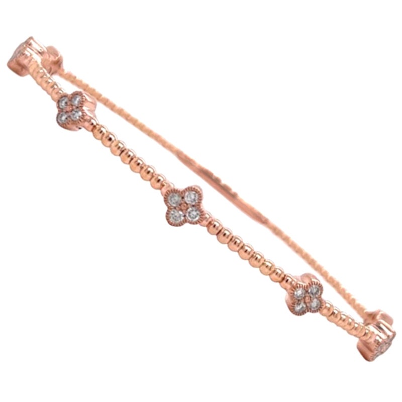 Diamond and Rose Gold Clover Bracelet For Sale