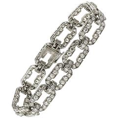 Antique Art Deco Platinum and 8.60CT. Diamond Link Bracelet