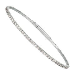 5.00 Carat Natural Diamond Flexible Bangle Bracelet G-H SI 14 Karat White Gold