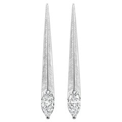 Marquise Diamond Spear Tip Earrings, 18 Karat White Gold, by Liv Luttrell