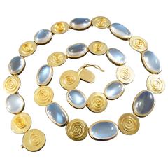 Käthe Ruckenbrod Modernist Moonstone Gold Necklace