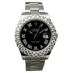 Rolex Datejust 36 Custom Diamond Bezel Black Dial Automatic Mens Watch 116200