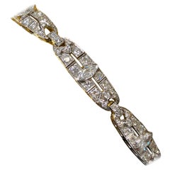 Antique Art Deco Platinum Marquise Round Diamond Bracelet 4.65cttw 7”