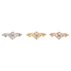 Set of 3 Cartier Hindu Diamond Rings EU 45 US 3 1/4 Estate 18k Gold Flower Band