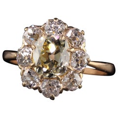 Antique Victorian 18k Yellow Gold Yellow Old Mine Diamond Engagement Ring, GIA