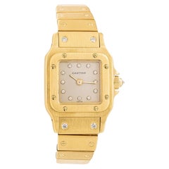 Vintage Cartier Watch Santos Yellow Gold Diamond