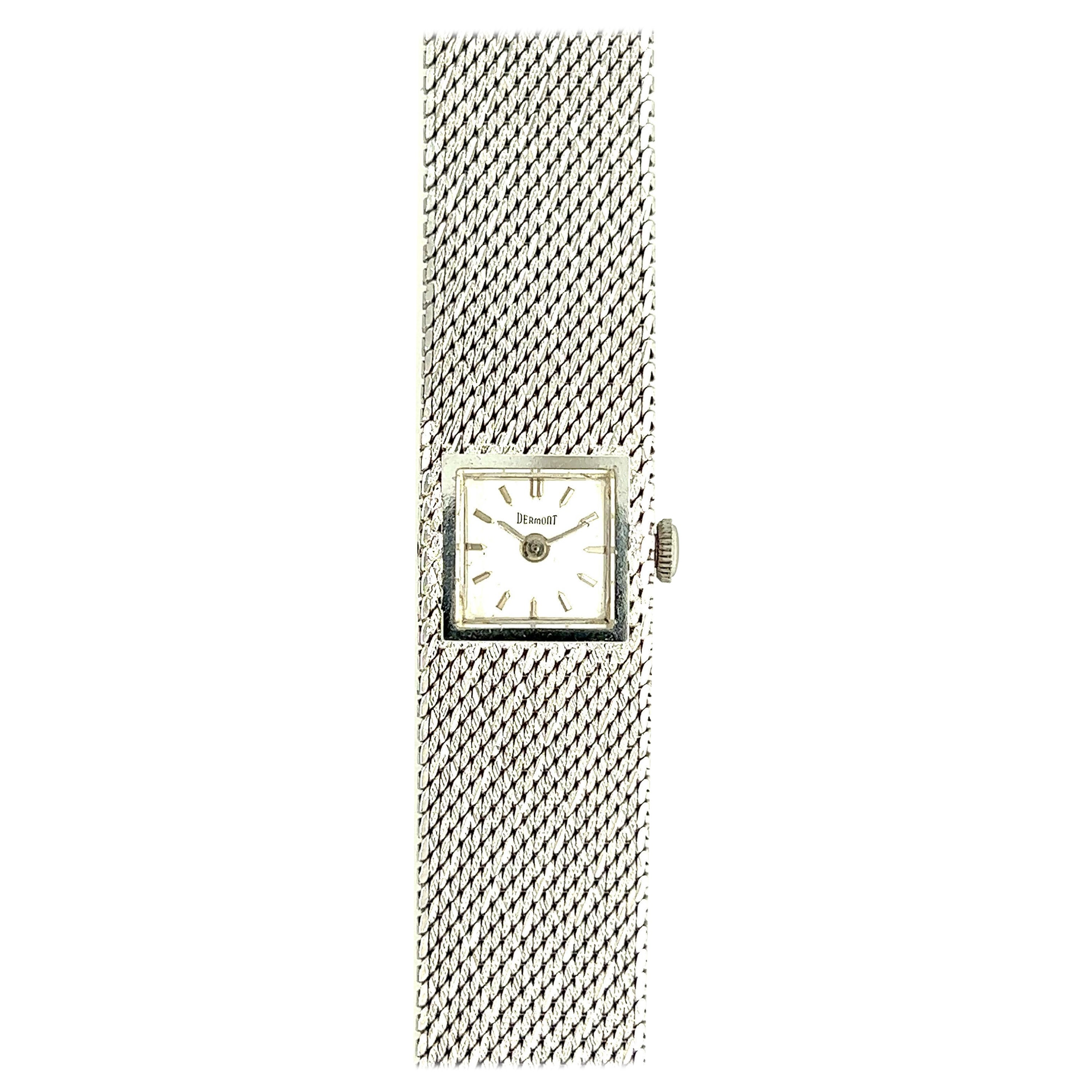 Montre Dermont pour femme avec cadran blanc et bracelet en or blanc 18 carats N.O.S en vente