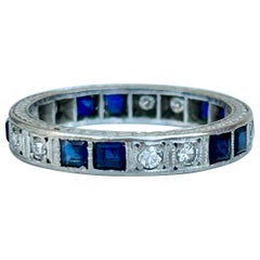 Used White Gold Sapphire and Diamond Full Eternity Band Ring