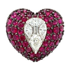 Diamond and Ruby Heart Ring