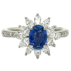 Oval Ceylon Sapphire and Diamond Ring