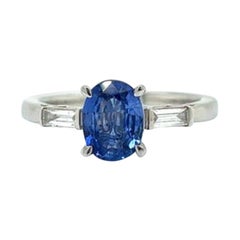 Ceylon Sapphire, Diamond, and 18K White Gold Ring