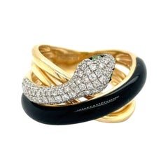 Diamond, Tsavorite and Onyx Snake Ring