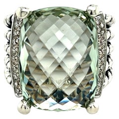 Antique David Yurman Authentic Estate Wheaton Prasiolite Pave Diamond Ring 7.5 Silver