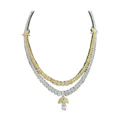 Natural Fancy Yellow & White Diamond Platinum/18k Yellow Gold Necklace