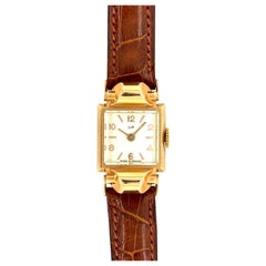 Lip Women Watch N.O.S Brown Leather Strap Yellow Gold Case 18 Karat