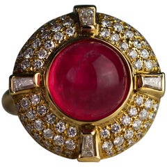 Pink Tourmaline Diamond Gold Ring