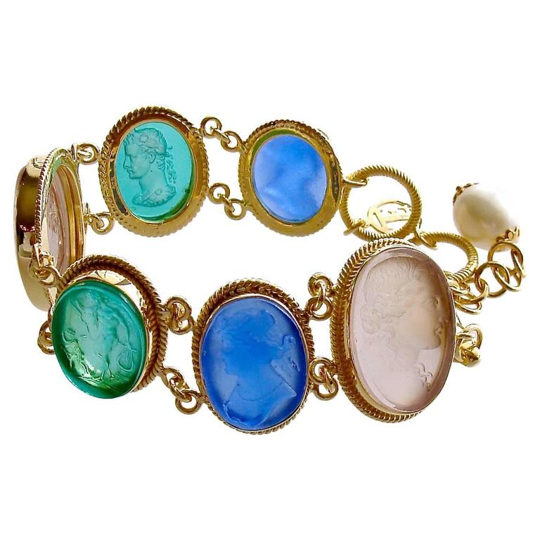 Glass Cameo Intaglio Bracelet For Sale at 1stDibs