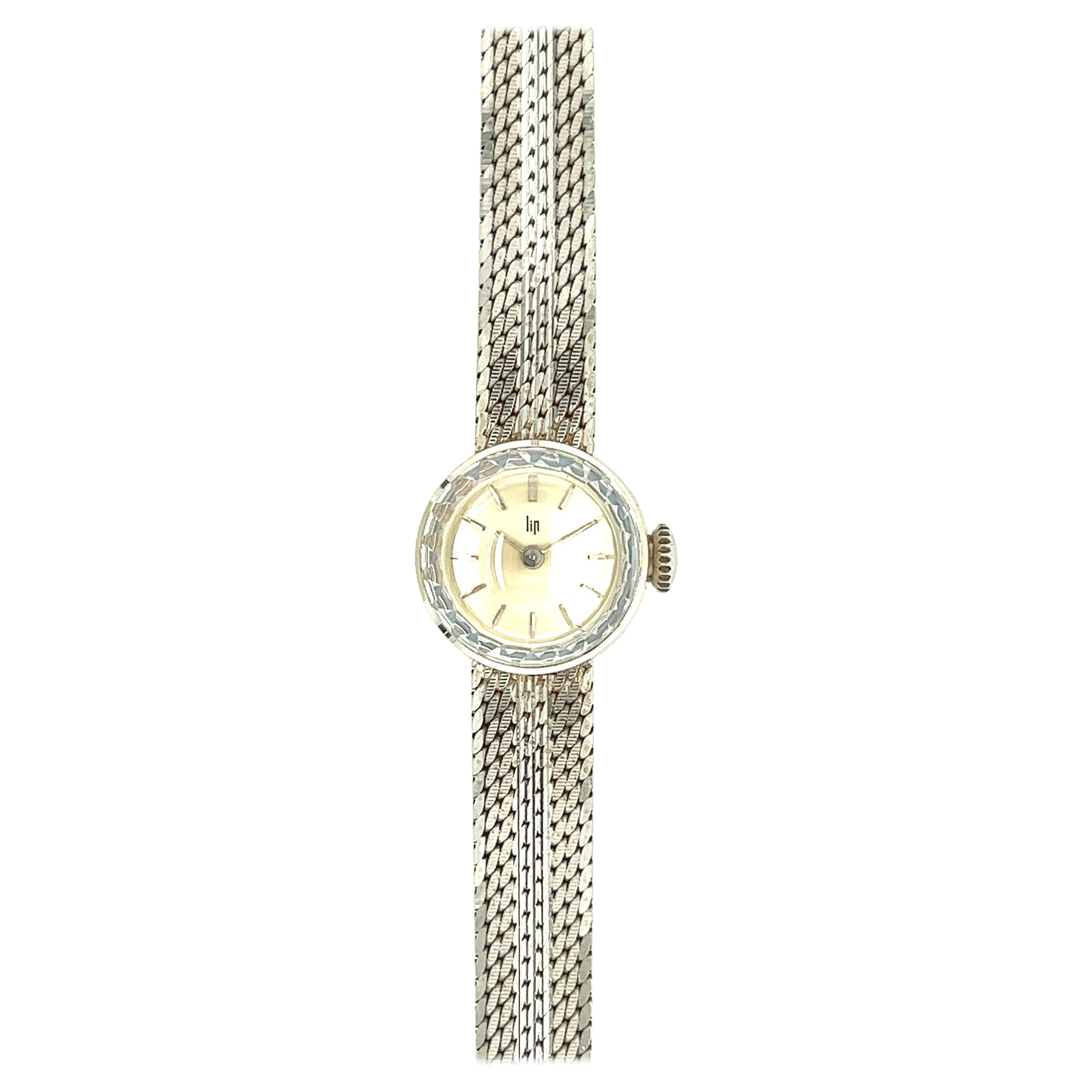 Lip Women Watch N.O.S White Dial White Gold 18 Karat For Sale