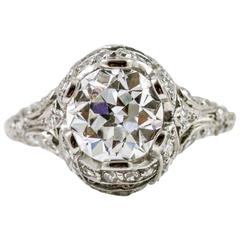 Edwardian GIA Cert 1.87 Carat Diamond Platinum Engagement Ring
