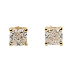 Dazzling 18k Yellow Gold Stud Earrings 1.50ct Natural Diamonds AIG Certificate