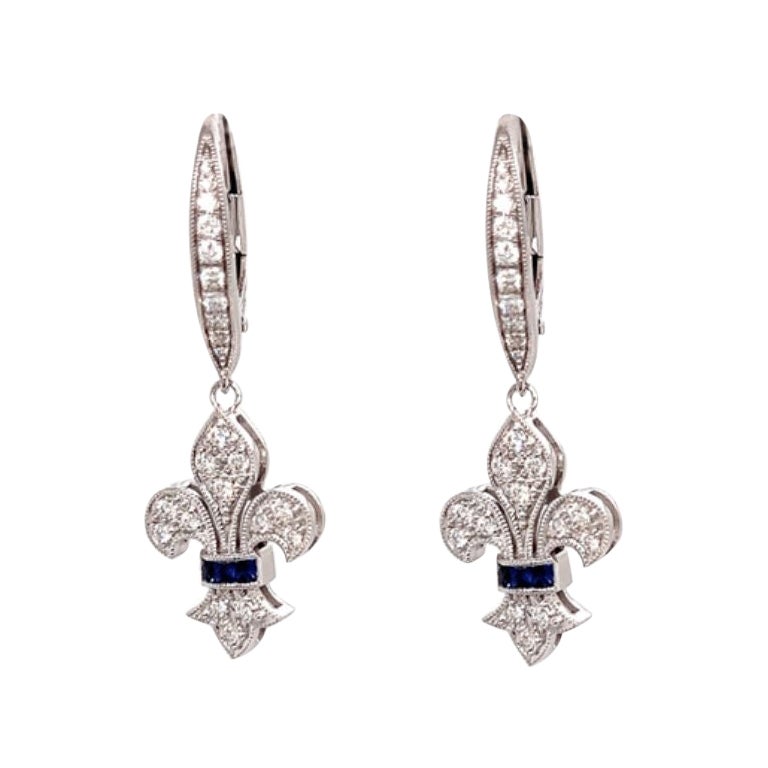 Fleur De Lis Sapphire Earrings