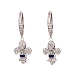 Fleur De Lis Sapphire Earrings