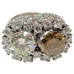 Retro Dual Diamond Halo Ring