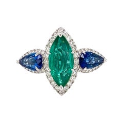 Upper Crust Emerald, Sapphire and Diamond Ring