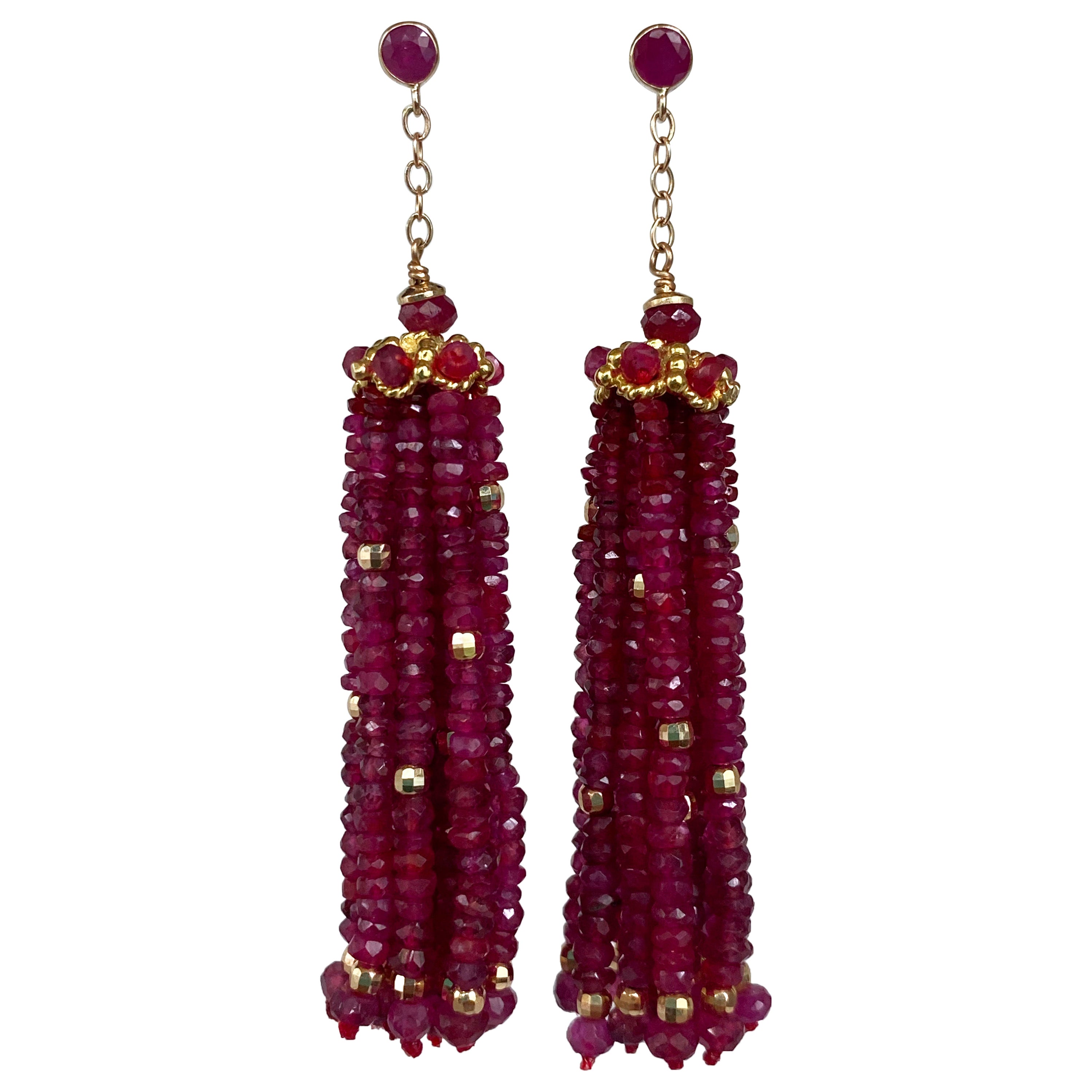 Marina J. Solid 14k Yellow Gold and Faceted Ruby Earrings For Sale