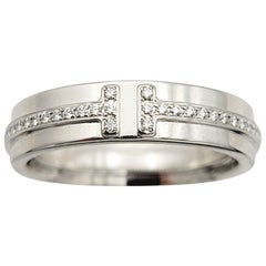 Tiffany & Co. Tiffany T Collection, bague étroite en or blanc 18 carats et diamants