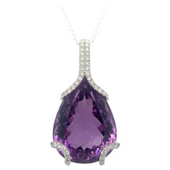 Amethyst Diamond White Gold Pendant