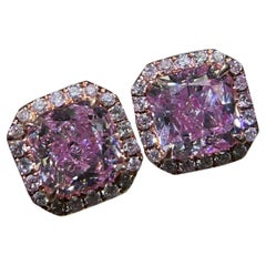 GIA Certified 1.00 Carat VS / VVS Quality Pink Diamonds Stud Earrings