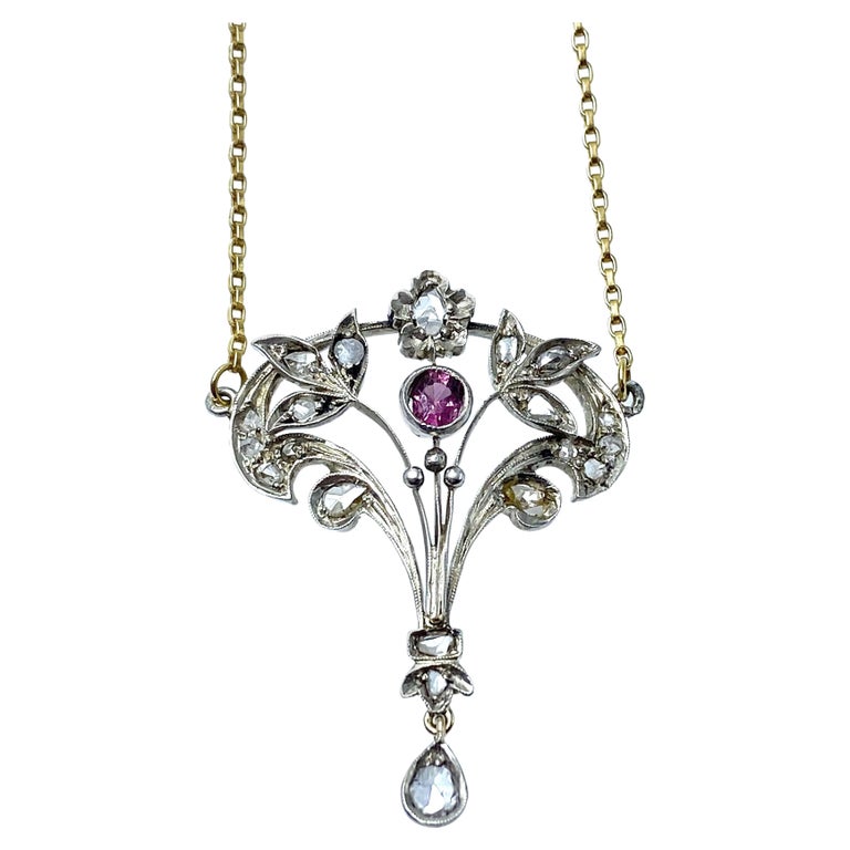 Impressive Italian Art Nouveau Diamonds Necklace For Sale at 1stDibs